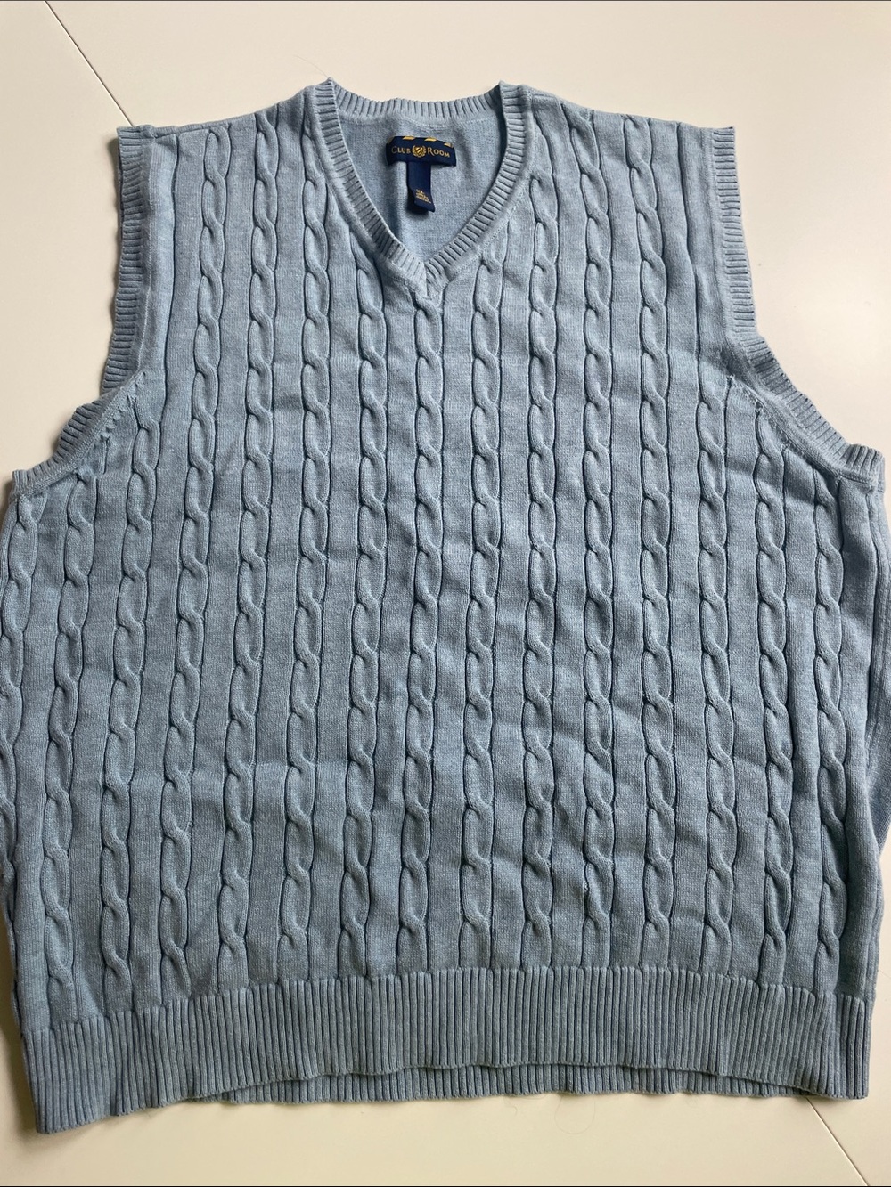 Club Room Light Blue Cable-Knit V-Neck Sweater Vest